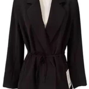ATHLETA, Black Hip-Length Blazer with Tie Belt